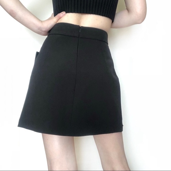 Zara Black Mini Mod Boxy Studded Skirt - Picture 3 of 12